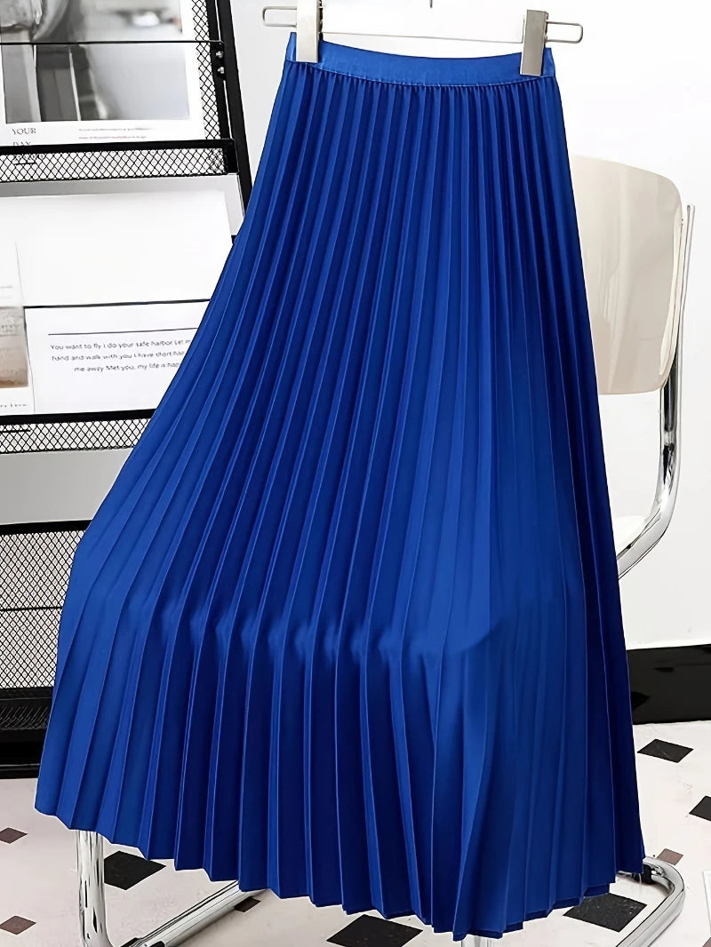 Ladies Fashion Casual Long Pleated Skirt – Elegant Vintage Temperament Party Faldas