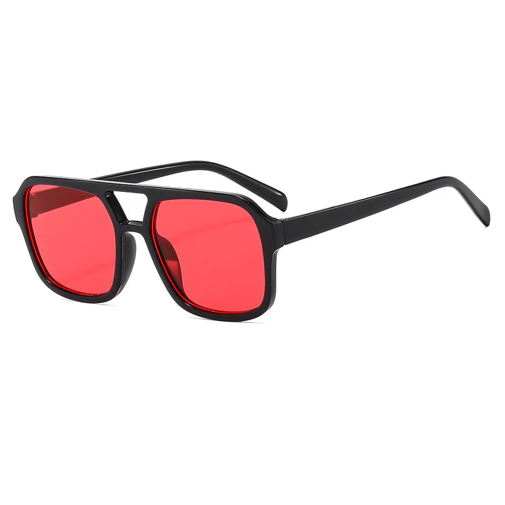 Vintage Double Bridge Yellow Sunglasses for Women – Oversized Square Luxury Shades | Female Pilot Style Eyewear