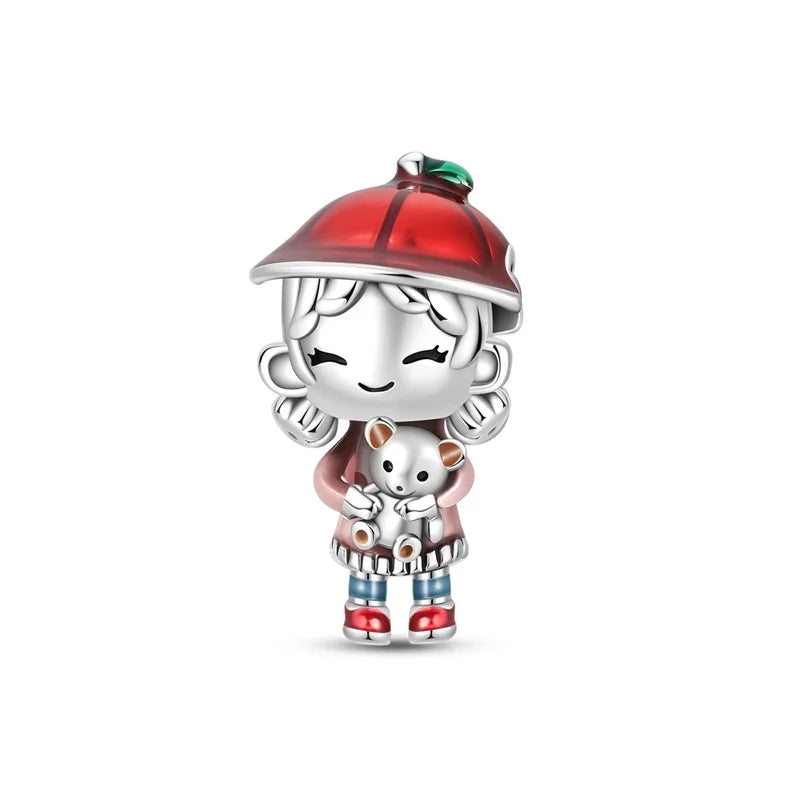 925 Sterling Silver Red Heart Charms | Apple, Rose & Gift Box Beads Fit Original Bracelet Necklace Women Jewelry