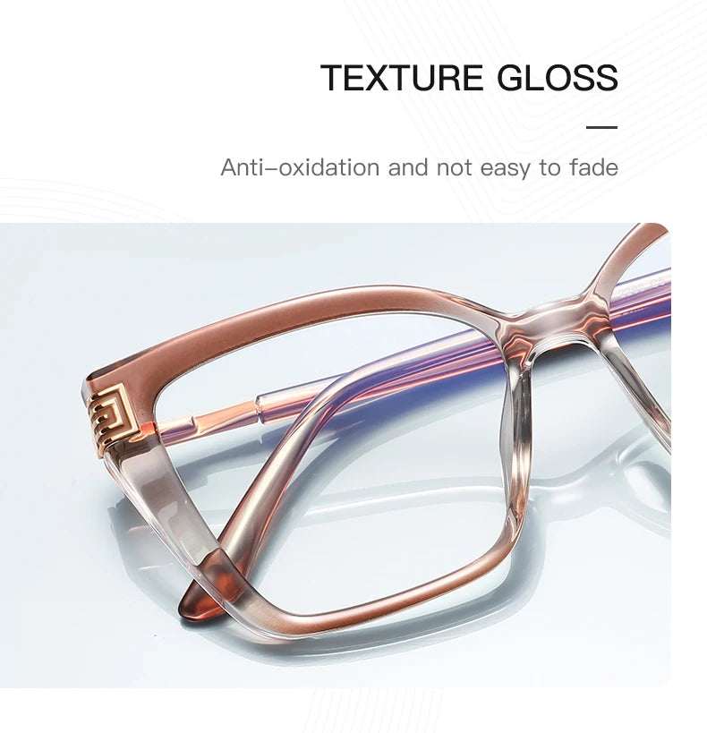GENEVIEVE Personalized Large Frame Square Anti-Blue Light Reading Glasses – Women’s Photochromic Custom Prescription Eyewear