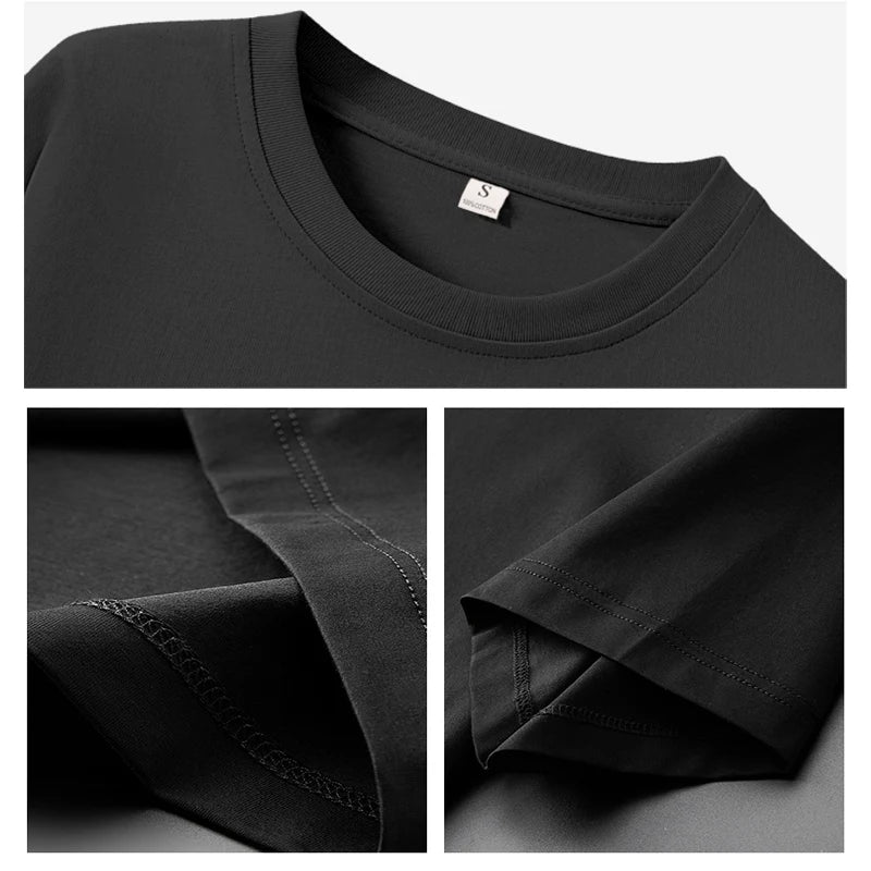 Women’s Y2K Cotton Heavyweight T-Shirt – Casual Short Sleeve O-Neck Tee Black & White