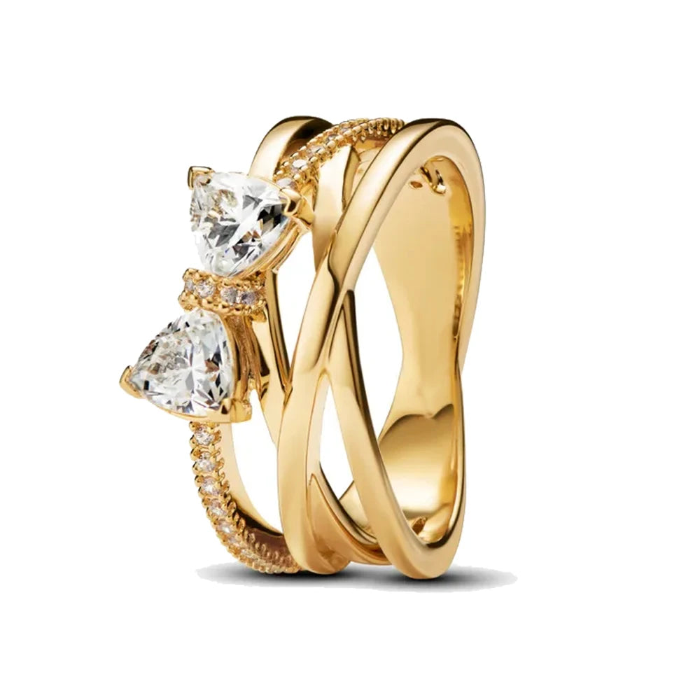 925 Sterling Silver Women's Golden Charm Pearl Ring | Retro Party & Anniversary Jewelry