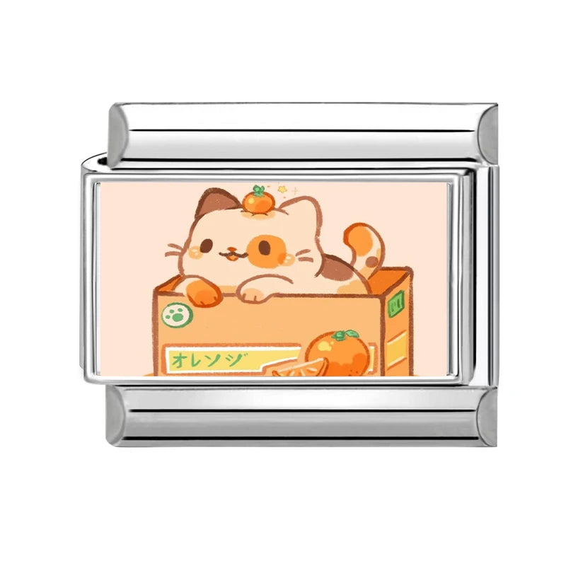 2025 Original Y2K Colorful Cute Cartoon Cats Dogs Italian Charm Links Fit 9mm Stainless Steel Bracelet Men Women DIY Making Gift