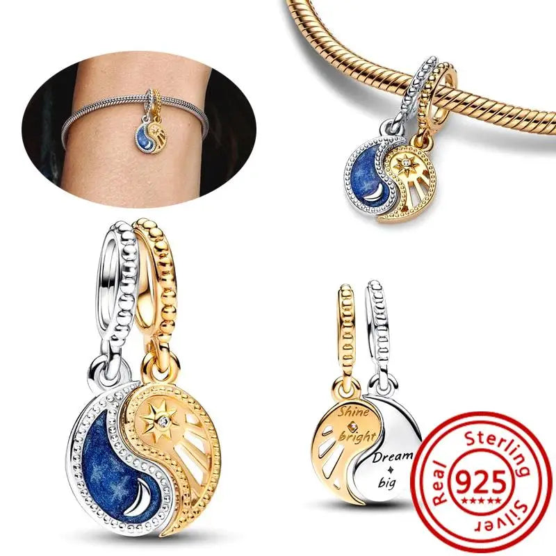 New 925 Sterling Silver Forever Always Love Murano Glass Beads | Sparkling Lucky Charms for Original Pantaro Bracelets DIY Jewelry