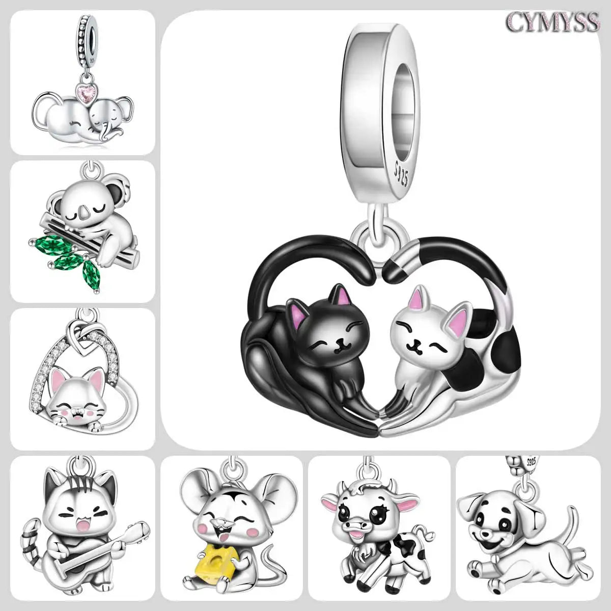 Hot Sale 925 Sterling Silver Dog & Cat Pet Charms | Cute Animal Pendant for Women Bracelet & Necklace DIY Jewelry Gift