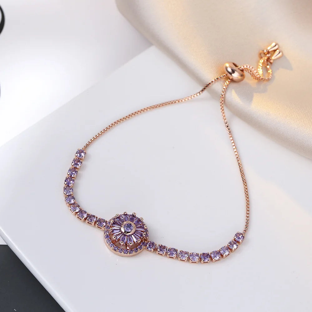 Multicolor Heart Charm Bracelet 💖 Titanium Steel Rhinestone Jewelry