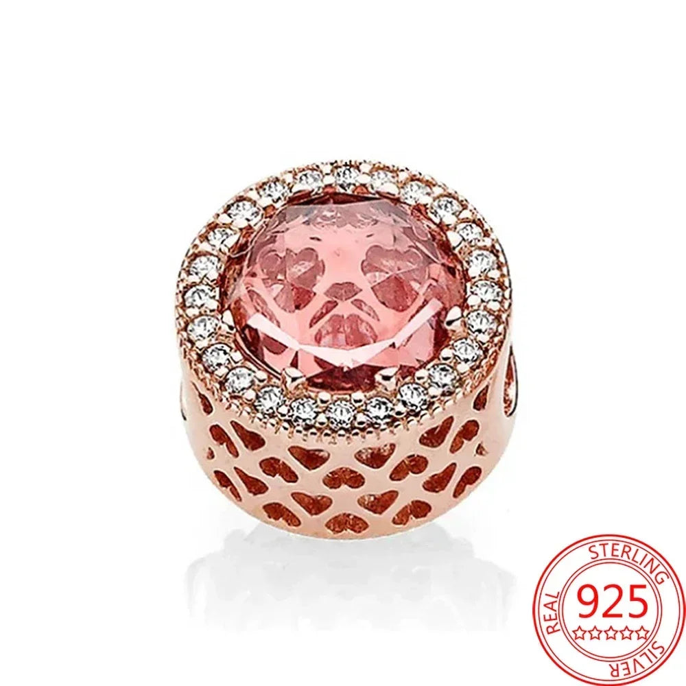 925 Sterling Silver Murano Glass Galaxy & Clover Heart Beads | Fit Pandora Bracelet DIY Jewelry Gift for Mum