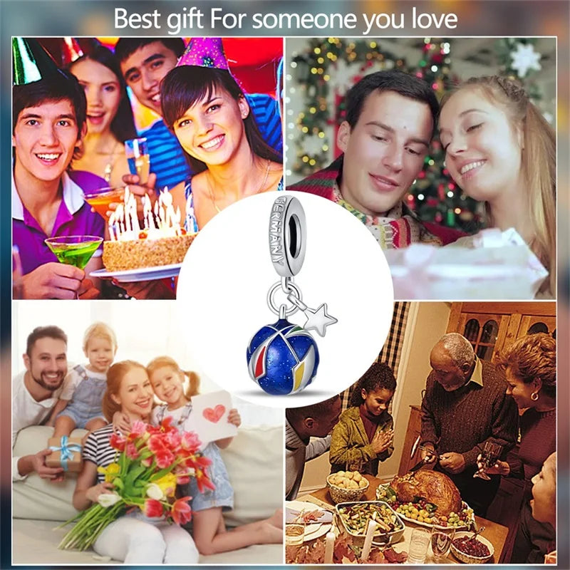 925 Sterling Silver Soccer Trophy Jersey Charm Beads – Fits 3mm Bracelets DIY Jewelry