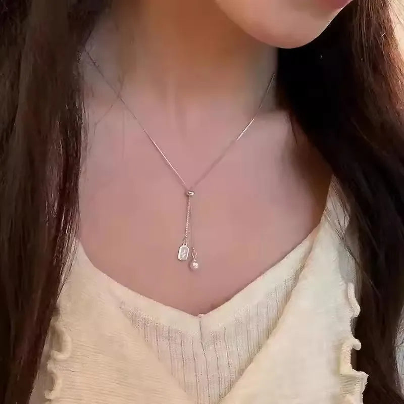 S925 Sterling Silver Minimalist Adjustable Pendant Necklace for Women