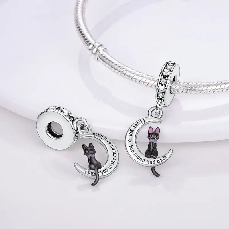 Cat Collection 925 Sterling Silver Charms Bead | Persian Bell & Multifarious Cat Dangle Fit Pandora Bracelet Necklace DIY Jewelry
