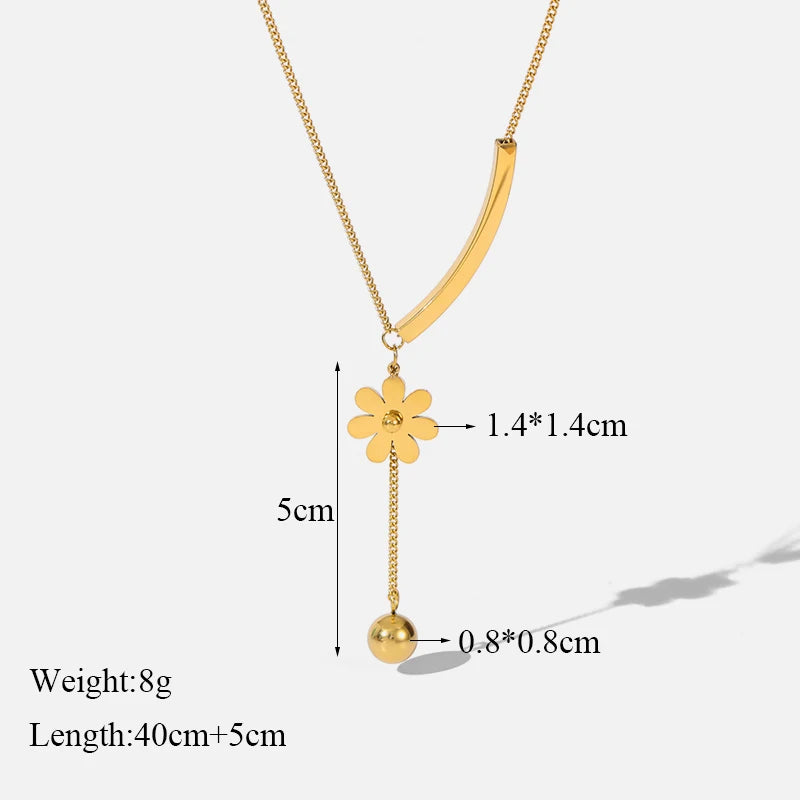 GANEMLY 316L Stainless Steel Water Drop Pendant Necklace – 18K Gold Plated Trendy Women’s Jewelry Gift