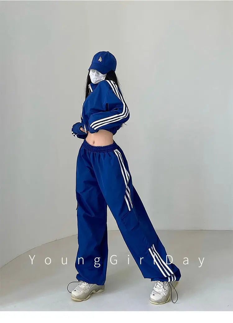 Women’s High Waist Wide Leg Pants | American Style Loose Straight Trousers with Elastic Waist & Cuffed Hem