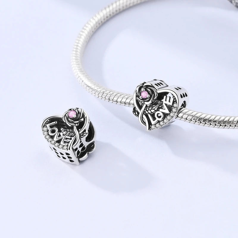 New 925 Sterling Silver Family Sister Love Heart Charm Bead | Original Bracelet DIY Jewelry Gift for Women