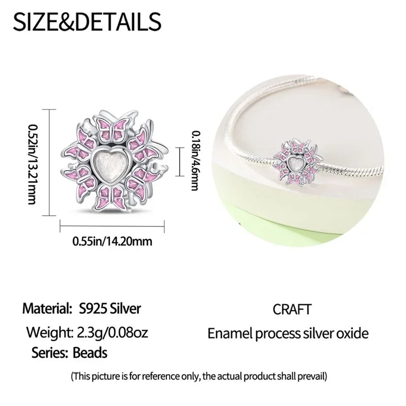 925 Sterling Silver Classic Purple Retro Heart Charm | Lotus Angel Beads for Bracelet & Necklace DIY Jewelry