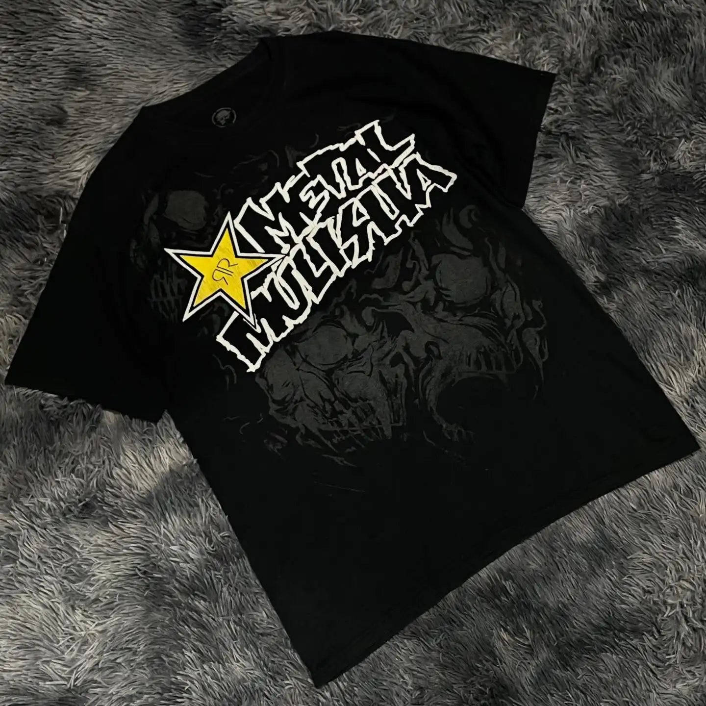 Vintage Avirex Black Short Sleeve T-Shirt | Rhinestone Double-Sided Print Retro Streetwear Top