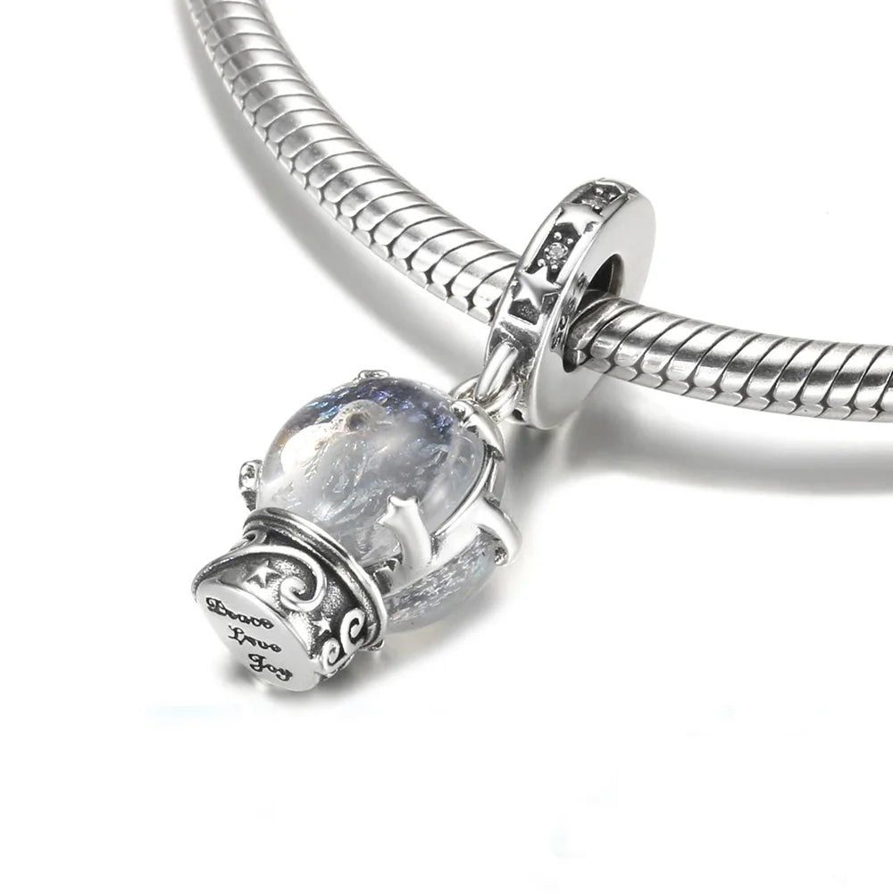 925 Sterling Silver Blue Planet & Dolphin Galaxy Dangle Charm | Women’s Bracelet DIY Jewelry