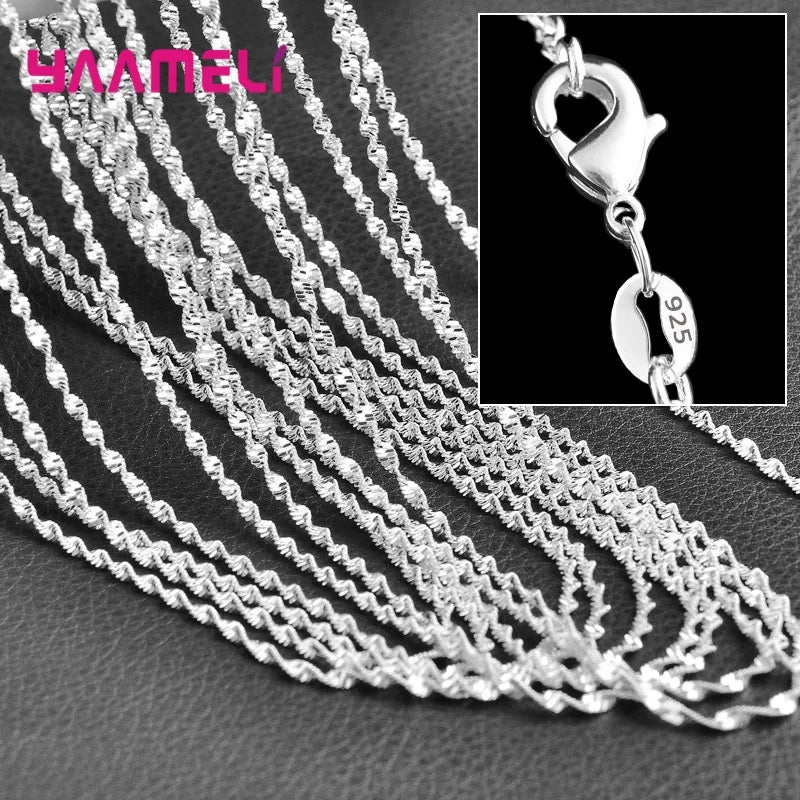 5PCS Authentic 925 Sterling Silver Chain Necklaces | Solid Silver Chains with Lobster Clasps for Men & Women 16–30 Inch