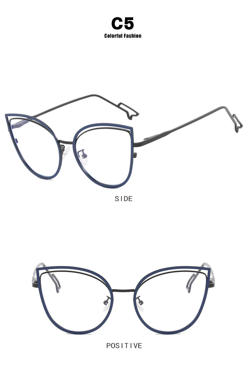 TANOXI Anti Blue Ray Reading Glasses for Women – Ins Metal Business Sunglasses for Men | Cat Eye Goggle UV400 Oculos Sol