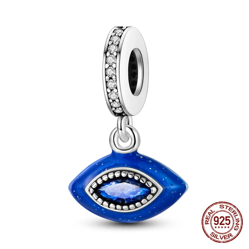 925 Sterling Silver Blue Zircon Evil Eye Charm | Original Devil Eye Series Bead Fits Pandora Bracelet – Women’s DIY Jewelry Gift