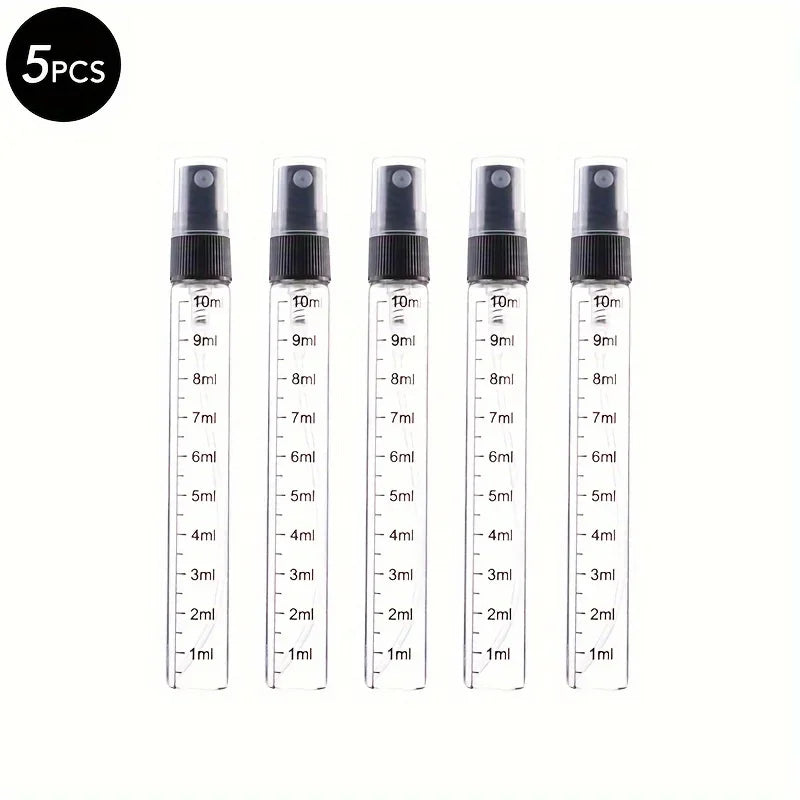 5/10PCS Mini Glass Perfume Bottles – 3ML / 5ML / 10ML Travel Toner & Cosmetic Dispenser | Tea-Colored Graduated Bottles