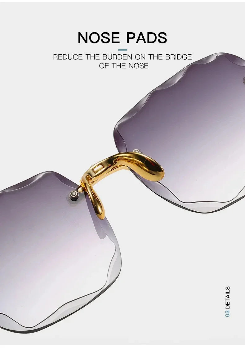 2024 New Rimless Women's Sunglasses – Fashion Gradient Lenses with Alloy Legs | Classic Designer UV400 Sun Shades