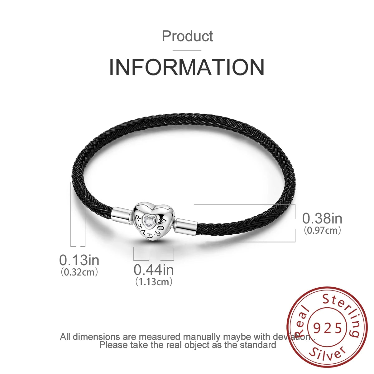 925 Sterling Silver Heart Shell Leather Rope Bracelet | Plait Design Fit Pandora Beads – Women’s Fashion Jewelry Gift