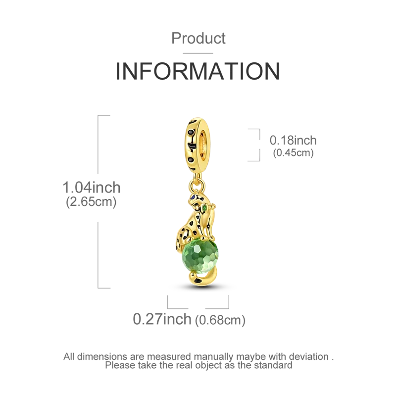 Gold Series Sun & Leopard Charm Beads – Original 925 Sterling Silver Inlaid Zircon DIY Pendants for Bracelet Jewelry Gifts