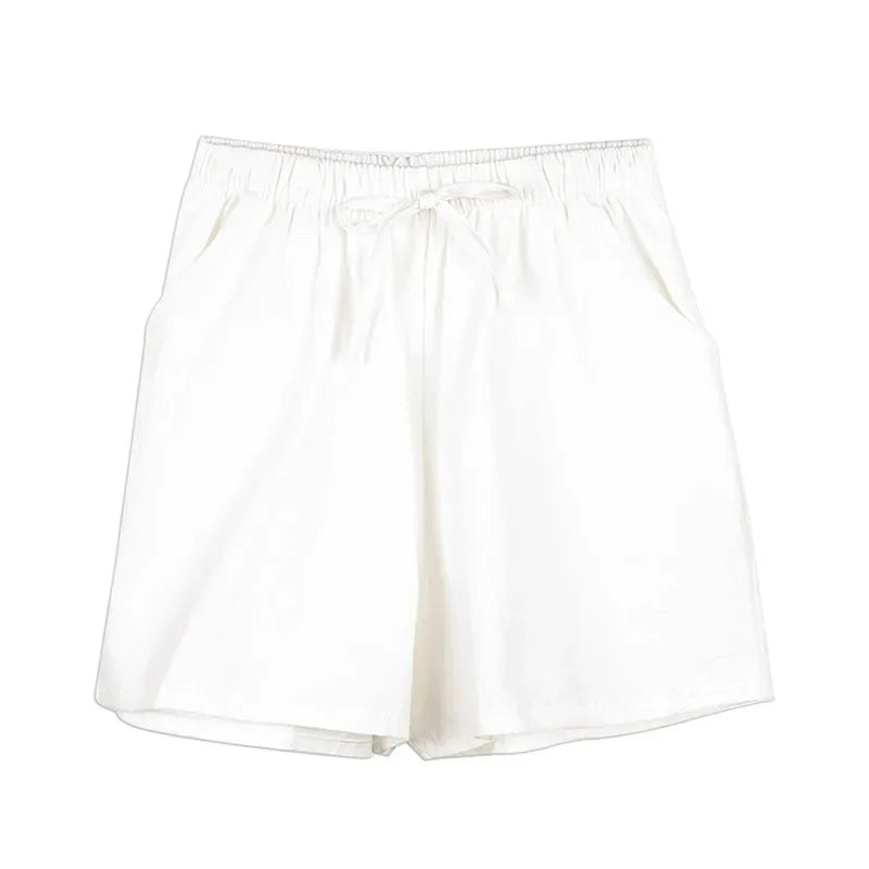 ☀️ Cotton Linen Women's Sport Shorts 🩳 Summer High Waist Solid Black Shorts 👖 Fashion Plus Size Casual Short Pants