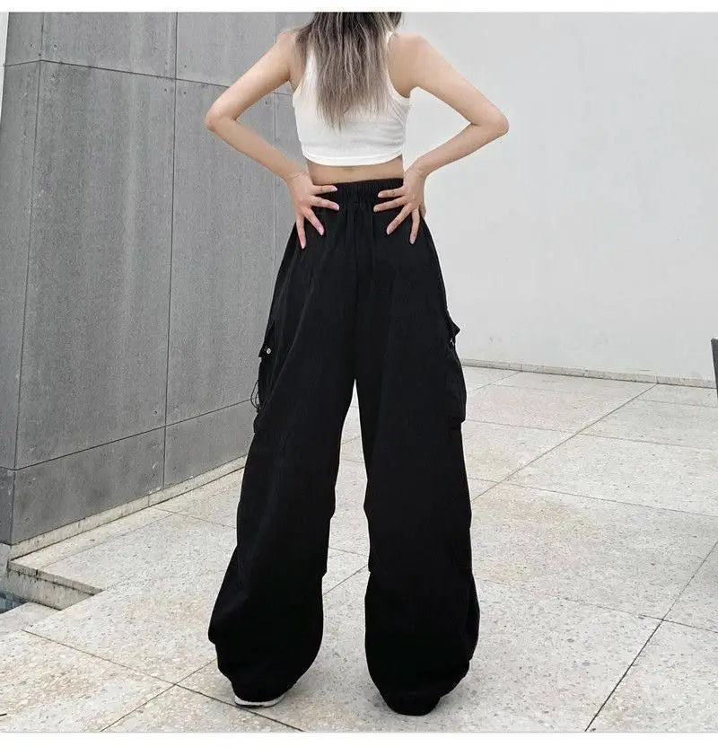 American Retro Workwear Casual Pants – Women’s Summer Straight Loose Wide Leg Trousers