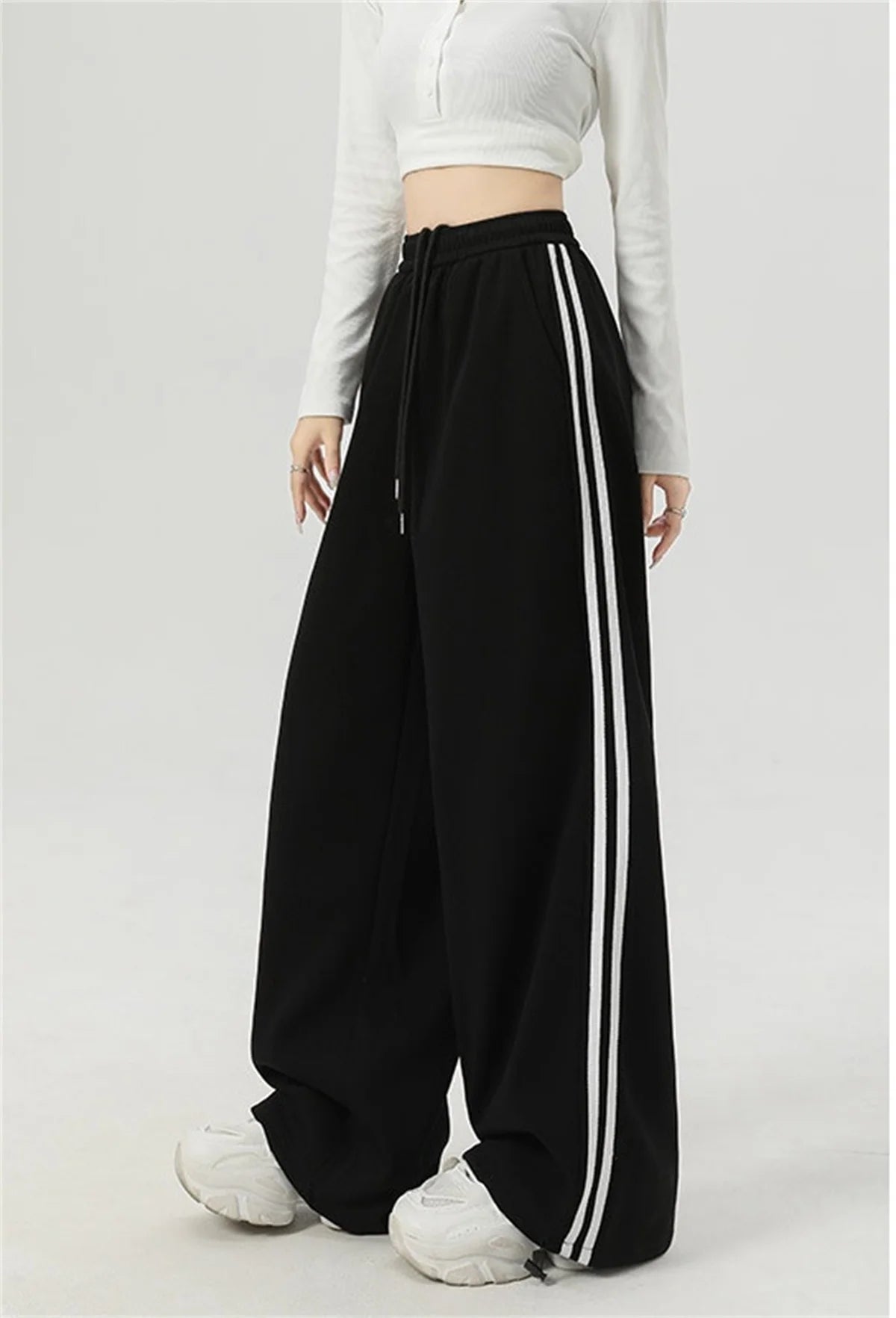Women’s Stripe Chic Straight Pants | High Waist Color-Blocked Sweatpants | Autumn Spring Casual Streetwear