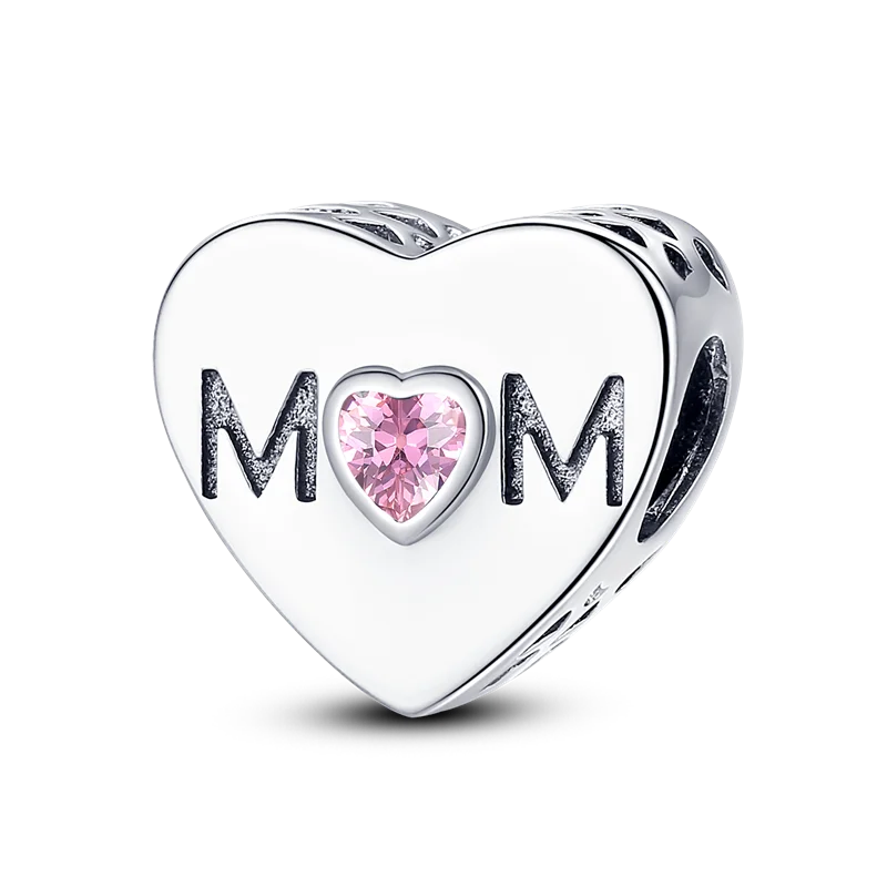 925 Sterling Silver Colorful Charms – Rose, Crown, Rainbow & Heart Dangle Beads Fit Pandora Bracelet & Necklace