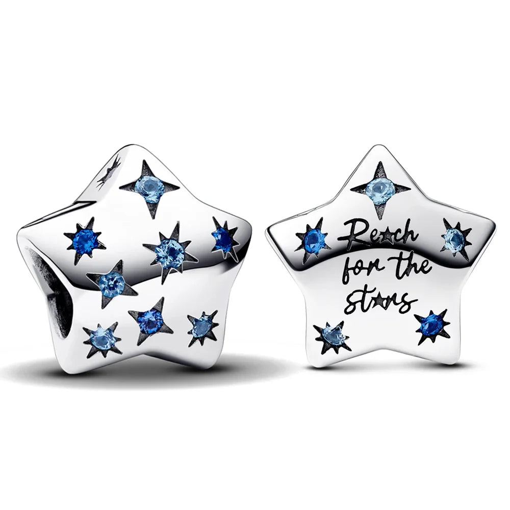 Sparkling Christmas Butterfly Bell Moon Charms | 925 Silver Beads Fit Original Pan Bracelet | DIY Women Jewelry New Year Gift