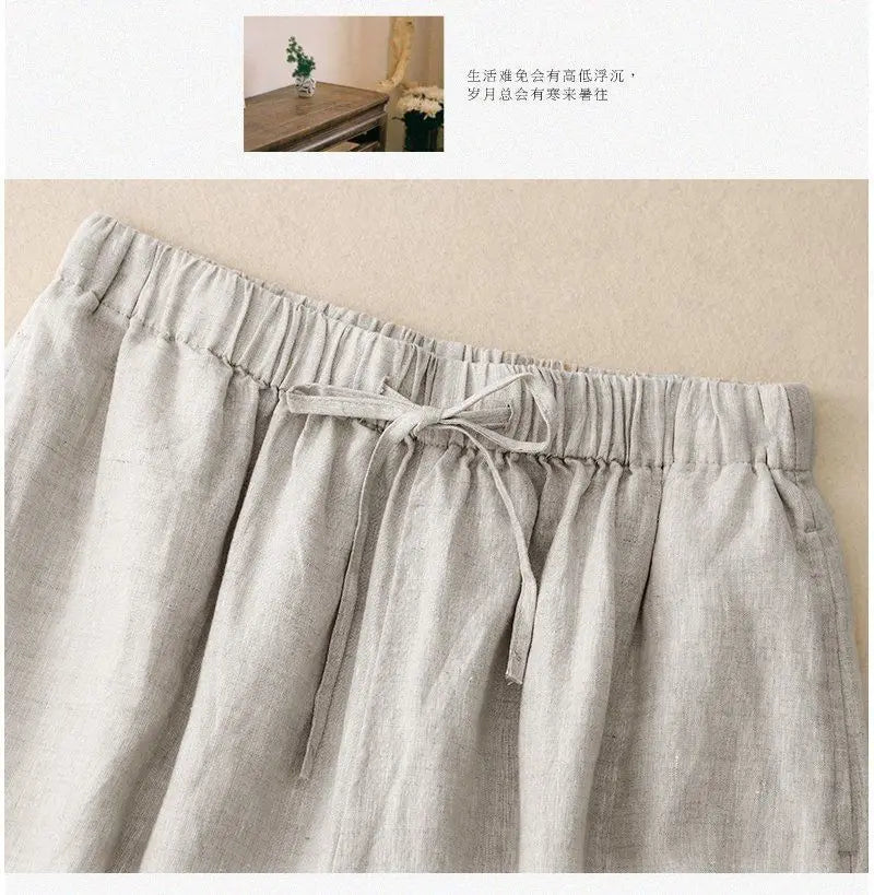 Casual Cotton Linen Pants for Women | Vintage Wide Leg Joggers | Summer Fashion Capri Sweatpants