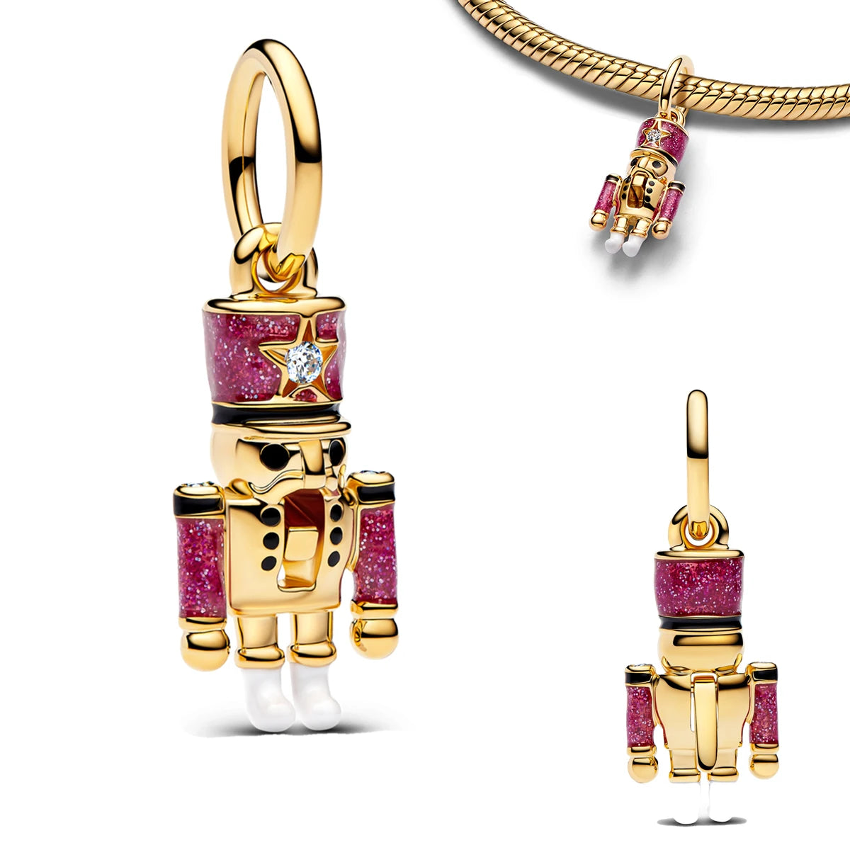 925 Sterling Silver Golden Charms – Horse, Lion, Castle Beads for Bracelet & Necklace DIY Jewelry