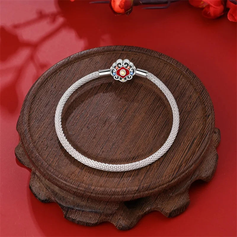 925 Sterling Silver Rainbow Leather Braided Bracelet | Eternal Love Stars & Moon Charm – DIY Women’s Beaded Jewelry Gift