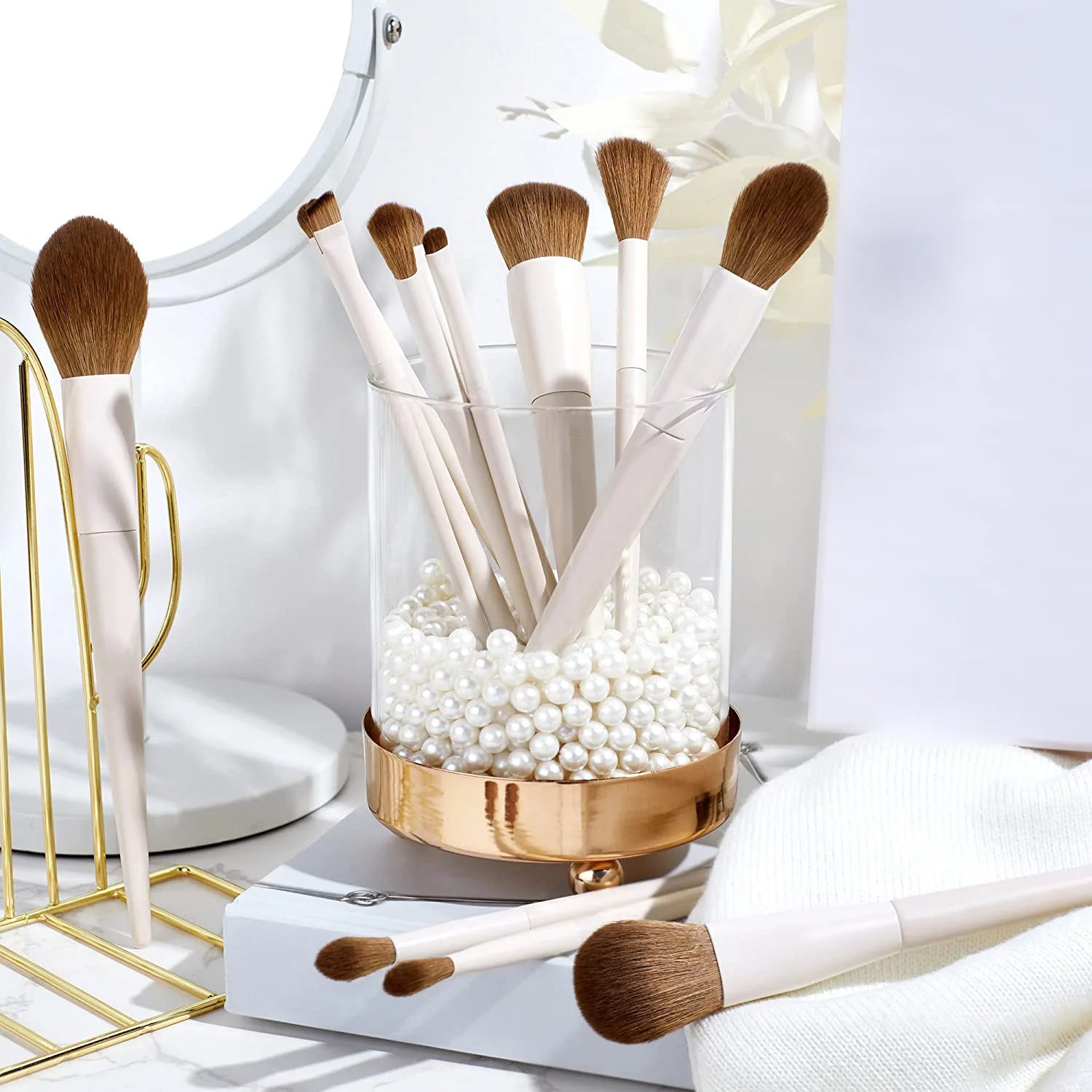 14pcs Professional Makeup Brush Set – Synthetic Foundation, Powder, Contour, Eyeshadow, Liner, Blending & Highlight Brushes