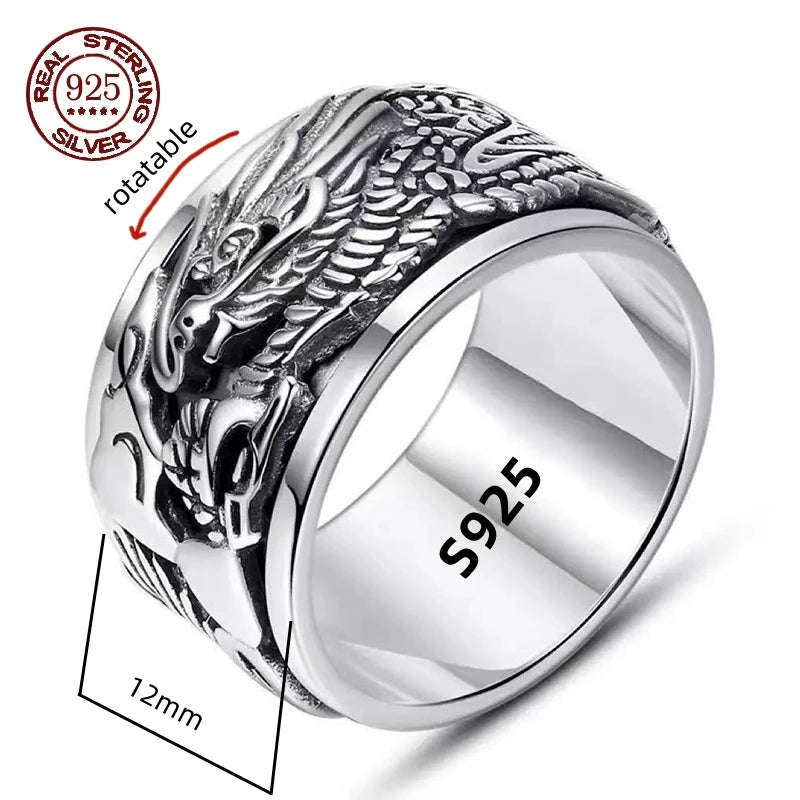 Simplicity Vintage S925 Sterling Silver Viking Ring – Rotatable Woven Pattern Unisex Jewelry Gift
