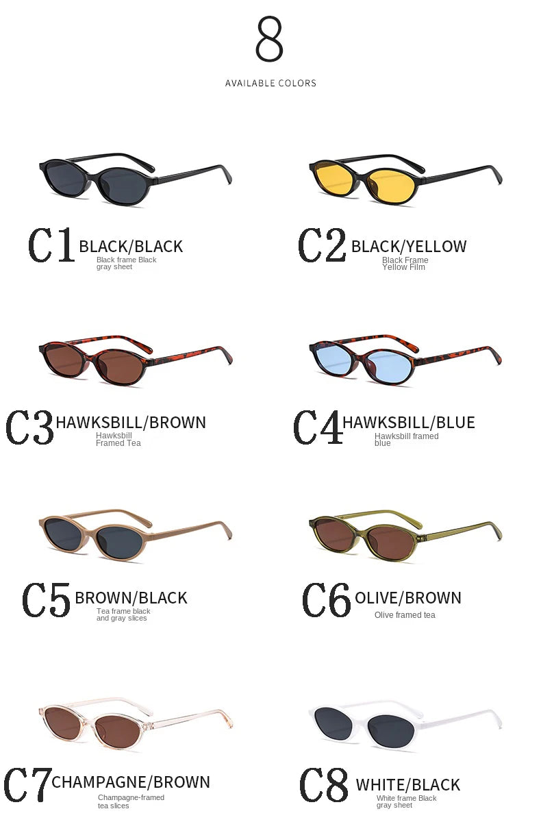 Retro Oval Frame Sunglasses – Fashion Personalized Trendy Small Frame Punk Cat Eye Sunshade Sun Protection Glasses