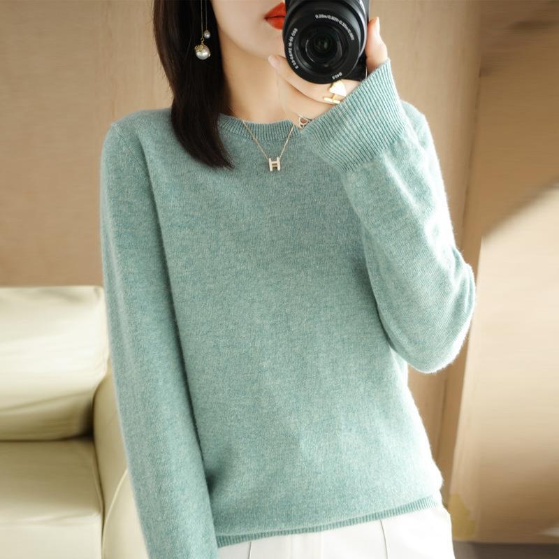 2025 Women Sweater Korean Fashion – Spring Autumn Long Sleeve O-Neck Knitwear Soft Warm Pullovers Bottoming Shirts