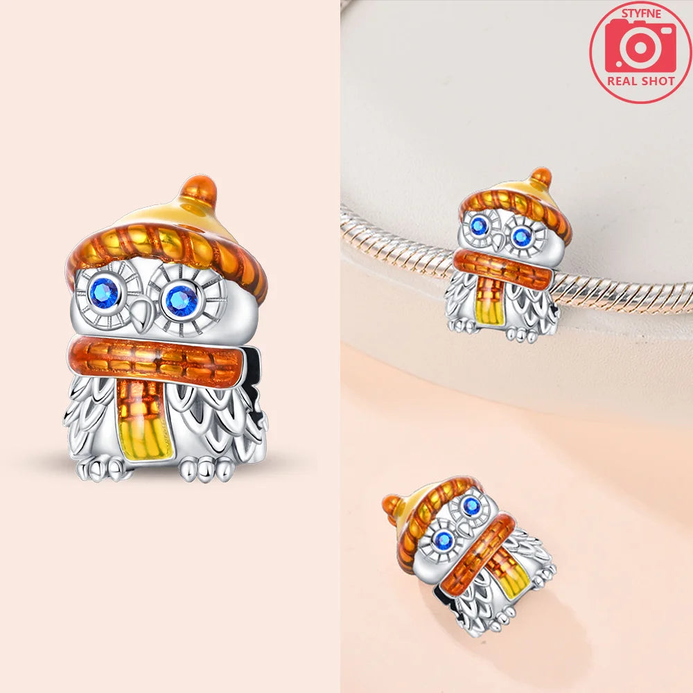 Original 925 Sterling Silver Pink Zircon Cat Dog Squirrel Red Heart Bead | Fit Bracelet Women DIY Jewelry Gift