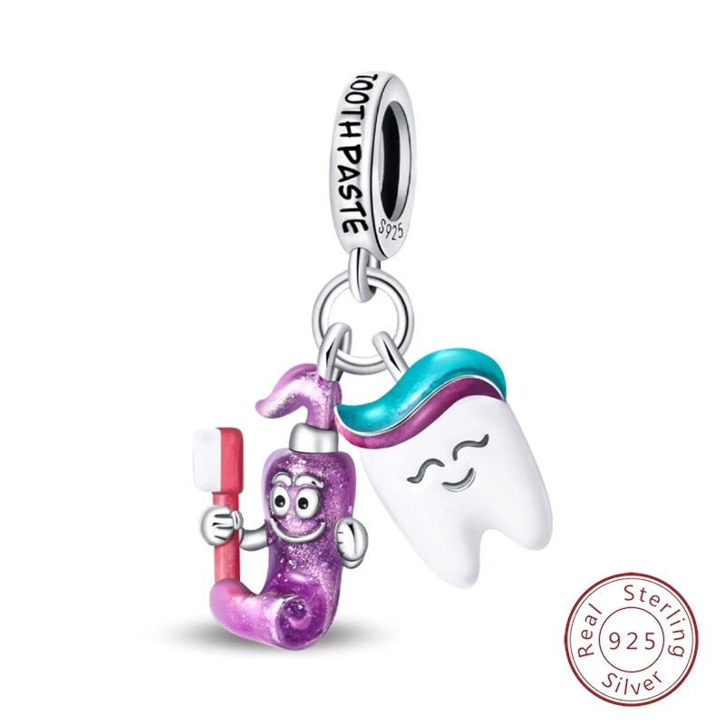 Doctor Nurse 925 Sterling Silver Charms Beads | Original Trendy Medical Pendant for DIY Bracelet Jewelry