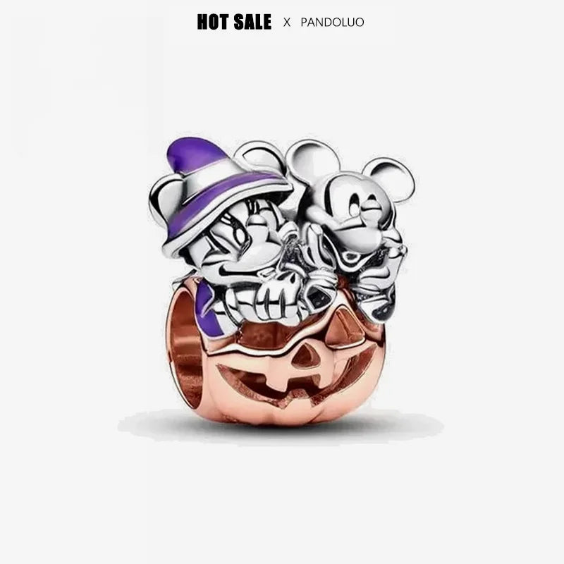 Disney 925 Sterling Silver Mickey, Winnie & Stitch Charm – DIY Pendant Beads for Original Bracelets