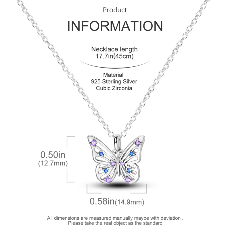 2025 New 925 Sterling Silver Heart & Butterfly Zircon Necklace | Women’s Simple Elegant Jewelry Gift for Anniversary & Birthday