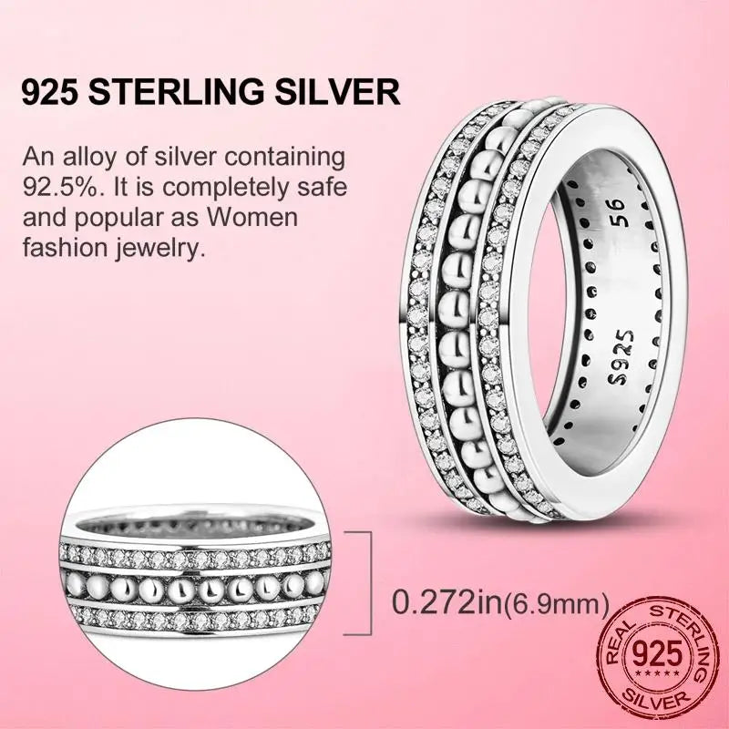 925 Silver Sparkling & Polished Lines Ring for Women | 2025 New Finger Ring | Wedding Engagement Jewelry Gift Anel