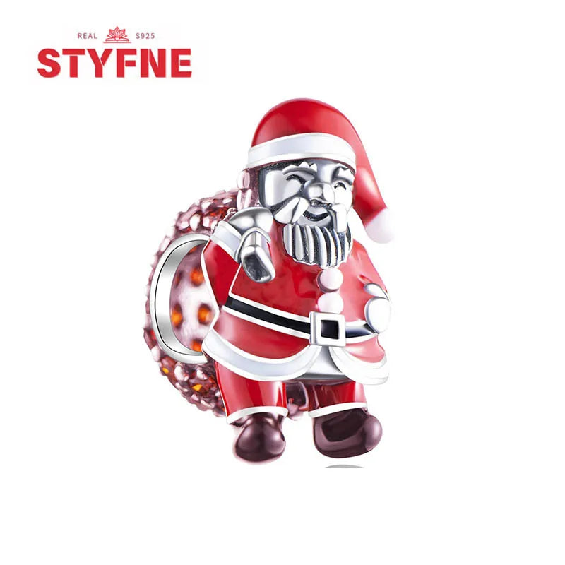 Santa Claus Christmas Snowman Silver Pendant for Women | Fits Original DIY Bracelets | Holiday Love Gift Jewelry