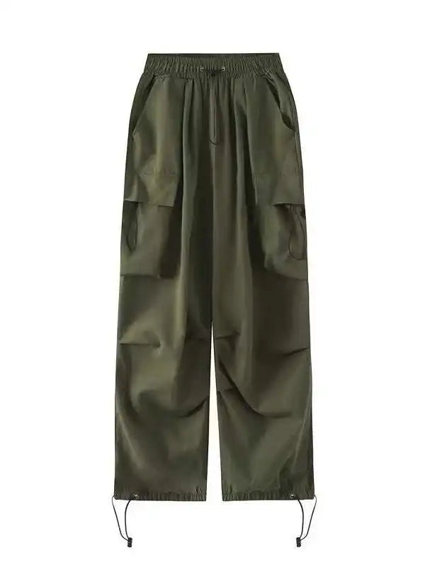 American Retro Workwear Casual Pants – Women’s Summer Straight Loose Wide Leg Trousers