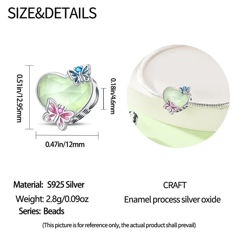 925 Sterling Silver Classic Purple Retro Heart Charm | Lotus Angel Beads for Bracelet & Necklace DIY Jewelry