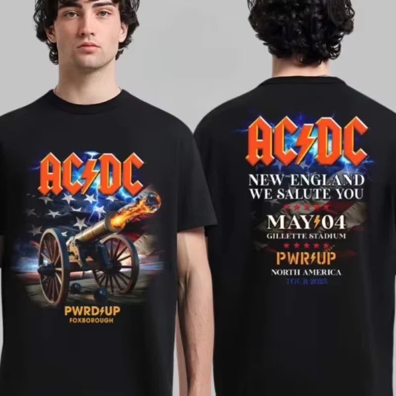 AC/DC Back in Black 2025 Tour T-Shirt | Unisex Loose Cotton Y2K Band Tee