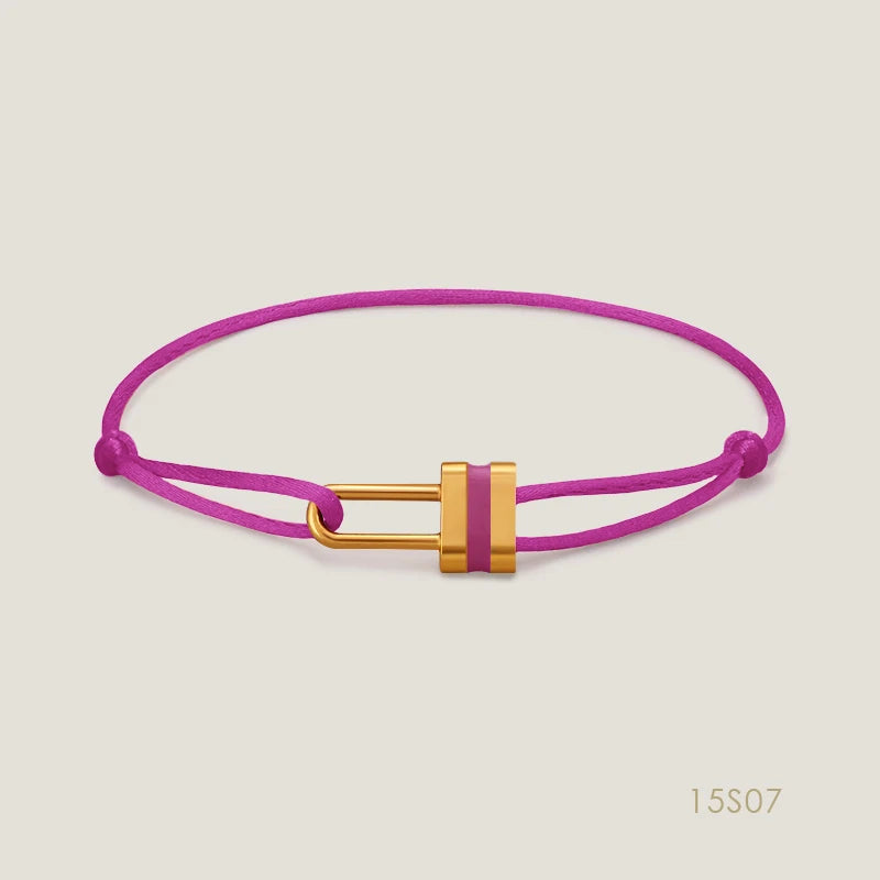 MOONLIGHT Adjustable Silk Rope Lock Charm Bracelet | Unisex Fashion Friendship Jewelry Gift for Women & Men