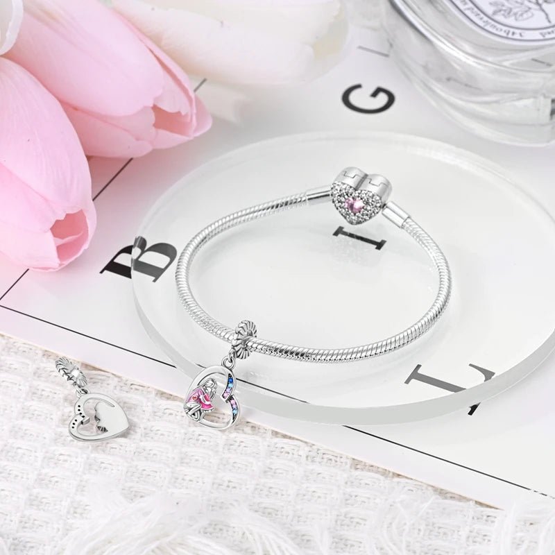 2025 Hot Sale 925 Sterling Silver Pink Butterfly Luminous Firefly Charm | Dangle Bead Fit Bracelet Necklace DIY Jewelry